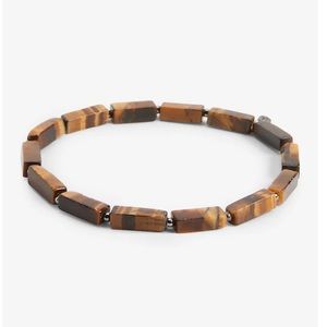 Express Men’s brown rectangle beaded stretch bracelet